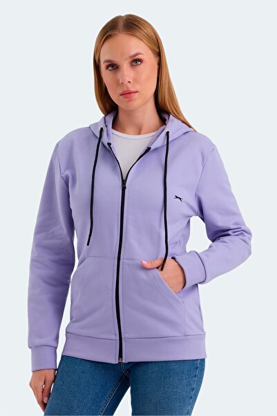 Slazenger Hooded Pockets Casual Women's Sweatshirt Lilac