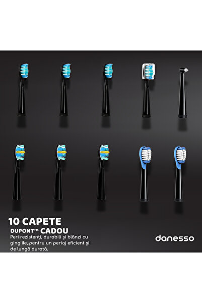 DANESSO Sonic electric toothbrush, Danesso®, For adults and children, 40,000 pulsations, 10 heads included