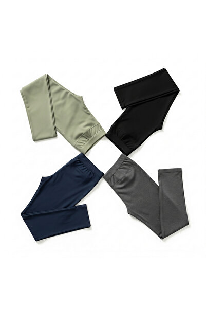don-x | 4' Quantity 4' Colors Super Thermal Leggings with Cotton Inside (Black, Anthracite, Green, Navy Blue)