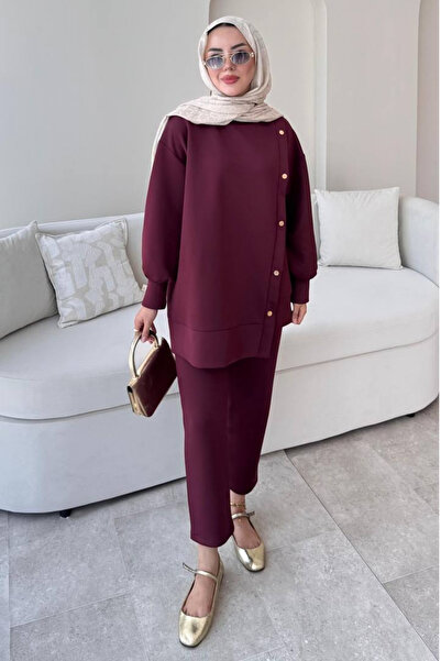 Tesettür Diyarı Scuba side snap hijab set - burgundy