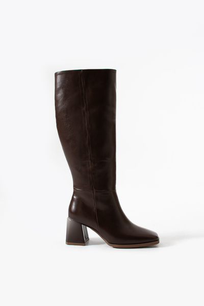 Siena Shoes Zidan Women's Zippered Heeled Boots Brown