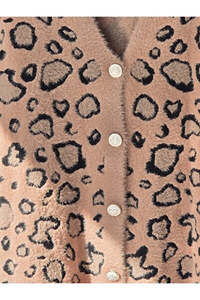 ENDAMIM Long Knit Cardigan Soft Fabric Plus Size Leopard Printed