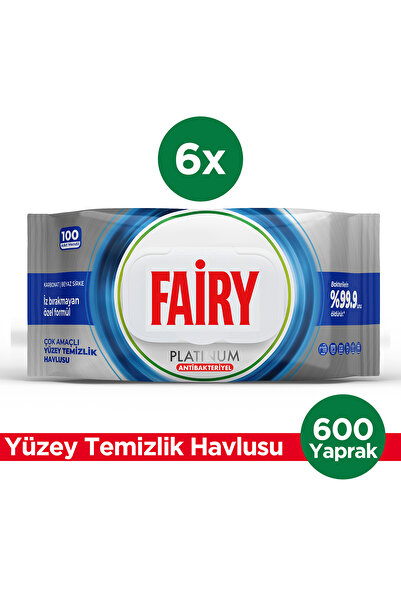Fairy Platinum Antibakteriyel Yüzey Temizlik Havlusu 100 Yaprak 6 Adet | Beya...