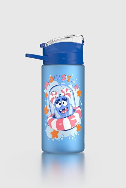 Renga Falcon Monster Patterned 500 ml Matte Tritan Children's Water Bottle with Straw 912037 Blue
