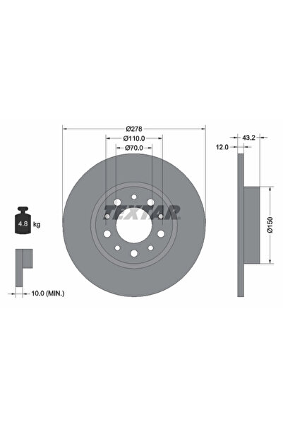 TEXTAR Спирачен диск Alfa Romeo 159/Brera/Spider