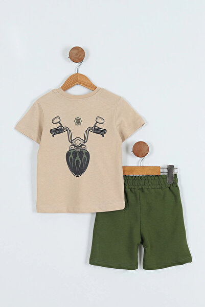 TUOBEBE New Season Boys' Cotton Motor Printed Tshirt Shorts Bottom Top Set