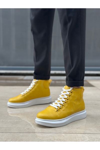 BOA Ba0713 Lace-Up Yellow High Sole Men's Style Sports Boots