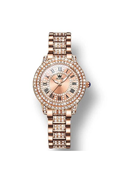 OLEVS Ceas de damă elegant cu mecanism cu cuarț, casual, la modă, auriu