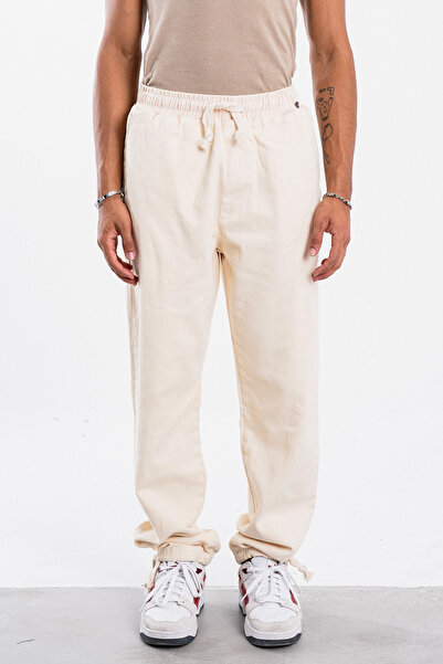 Denim Republic Men's Beige Loose Pants Gabardine