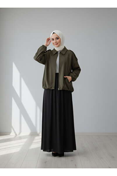 BENAHOLL Jachetă din piele intoarsa Dacey cu epolete pe umeri-BN4527 kaki