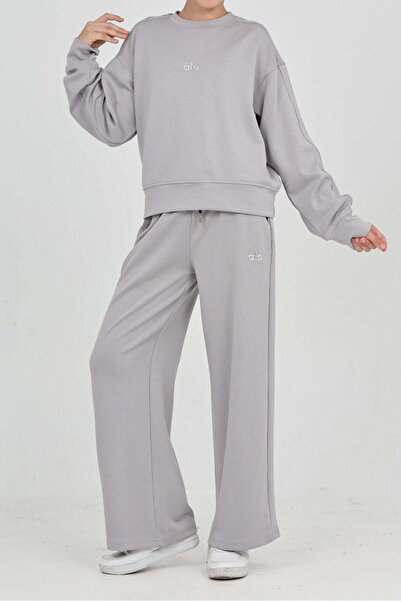 MODANINO Girl's Wide Leg Pants - Double Face Fabric Bottom-Top Set 12313