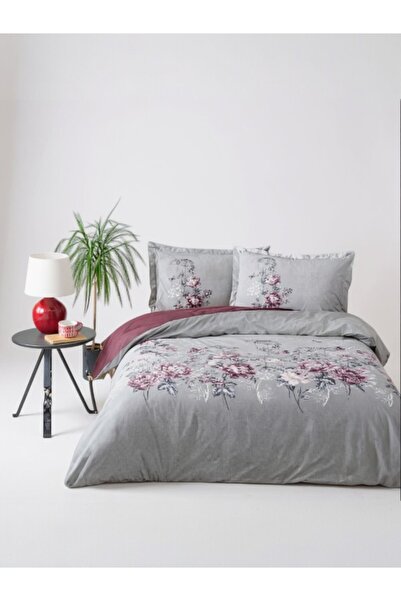 Özdilek Ranforce Burgundy Double Duvet Cover Set – 100% Cotton, Breathable