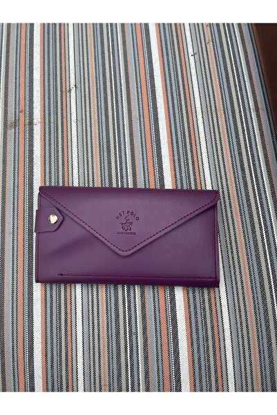 macsoo Portofel din piele de nurcă model plic cu compartiment pentru telefon ...