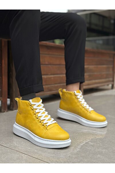 BOA Ba0713 Lace-Up Yellow High Sole Men's Style Sports Boots