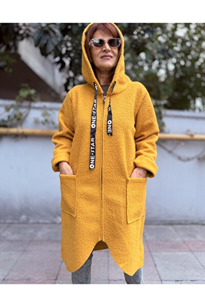 DenizEge معطف إيطالي من الفيلق الناعم ذو الملمس الناعم بلون الخردل