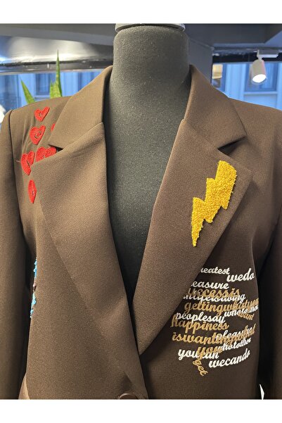 Forever Women's Embroidered Long Sleeve Cotton Blazer Jacket