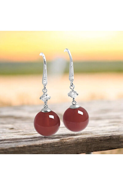 ORGANICYOU YIWUSHI Kadınlar İçin 1 Çift Yeni Basit Moda Benzersiz Akik Yuvarlak Boncuklu Küpeler