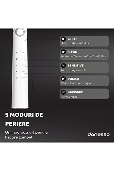 DANESSO Sonic electric toothbrush, Danesso®, For adults and children, 40,000 pulsations, 10 heads included
