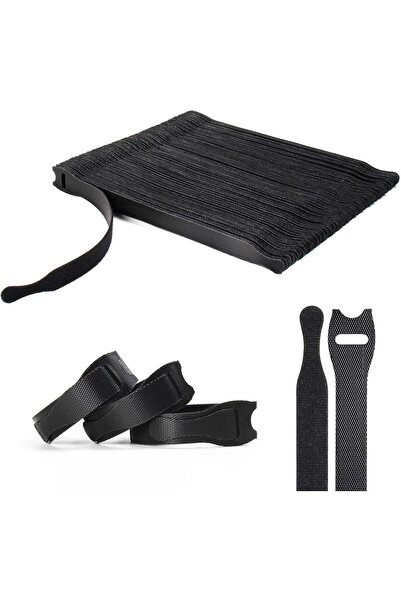 Generic Reusable 8-inch Adjustable Cable Ties, Black, 100 pcs - Lindoro-XH
