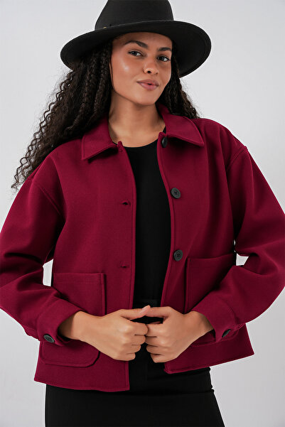 Bigdart 0713 Kadın Kaşe Ceket - Bordo