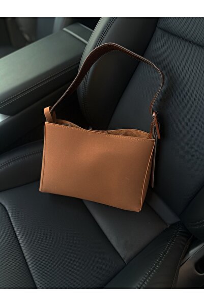 edaçanta Kadın süet el ve kol çantası, taba rengi süet çanta