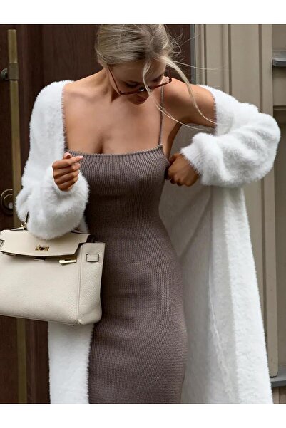 MAXXANA Cardigan lung din tricot cu guler șal ultra moale