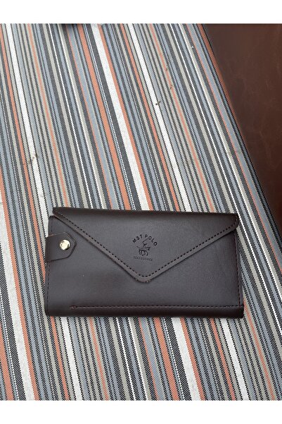 macsoo Portofel din piele maro model Vizon cu plic și compartiment pentru monede