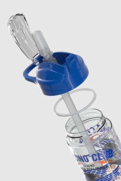 Renga Falcon Racing Club Patterned 500 ml Tritan Children's Water Bottle with Straw 912037 Blue