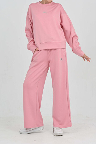 MODANINO Girl's Wide Leg Pants - Double Face Fabric Bottom-Top Set 12313