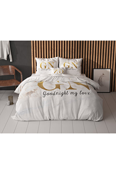 Sleeptime Duvet cover set, Microfiber, White with gold, 140 x 200 cm, Origin Netherlands