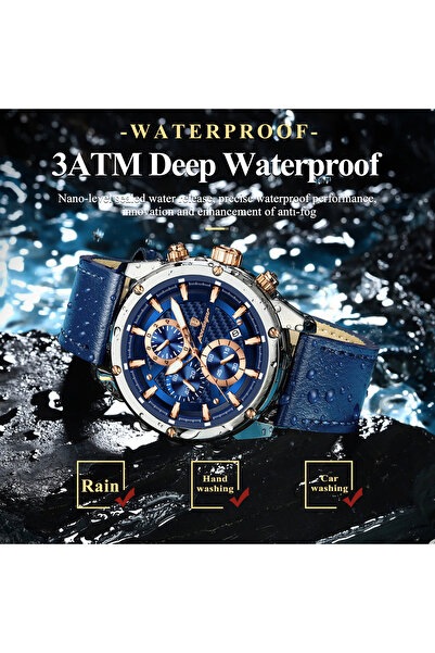 POEDAGAR Ceas bărbătesc elegant cu ace luminoase, cronograf cu dată automată, calendar, piele