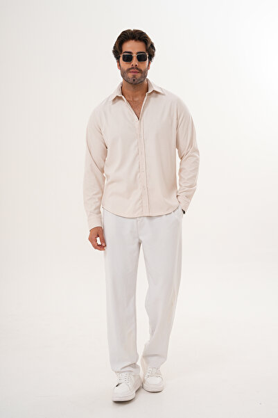 Catto Peak Shirt Men's Cotton Velvet Fabric Stretch Fabric Transitional Regular Shirt