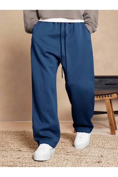 WKM Volné pánské sezónní tepláky se 3 vlákny a širokými nohavicemi