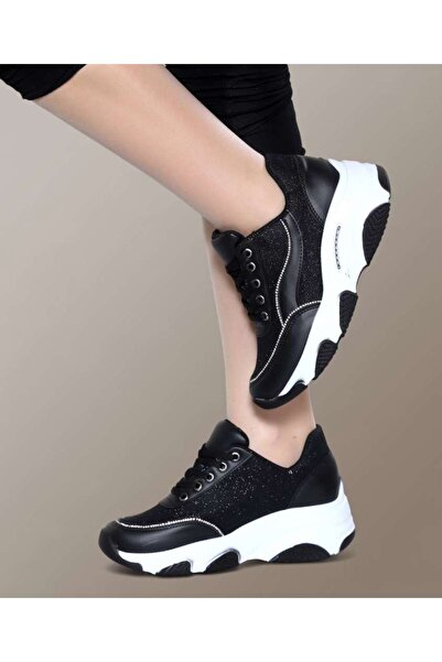 AĞCA Pantofi sport confortabili cu șireturi pentru femei, cu talpă înaltă, pa...