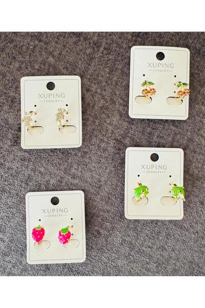 ME AURA ÇELİK GOLD TAŞLI VE RENKLİ SEVİMLİ ÇOCUK KÜPE