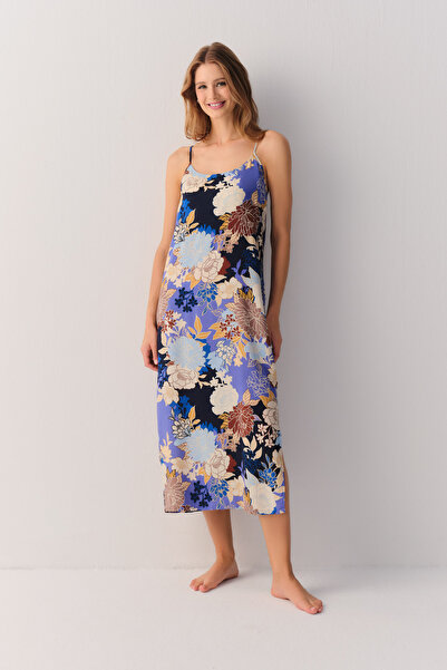 SUWEN Flowery Night Uzun Gecelik