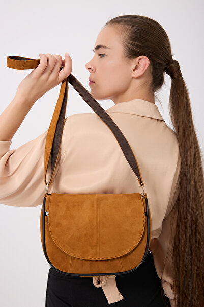 fubileather Genuine Leather Suede Midi Daily Women's Shoulder Bag