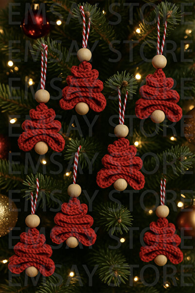 Emsay Store Ръчно изработена плетена украса за коледно дърво – комплект от 6 броя