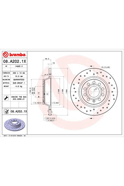 Brembo Disc Frana Audi A3 Seat Alhambra/Leon