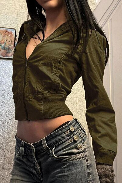 Karakedi Waist Elastic Pocket Detail Transitional Short Slim Jacket