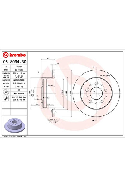 Brembo Disc Frana Citroen Jumper 1 Autobuz/Jumper 1 Caroserie Fiat Ducato Bus...
