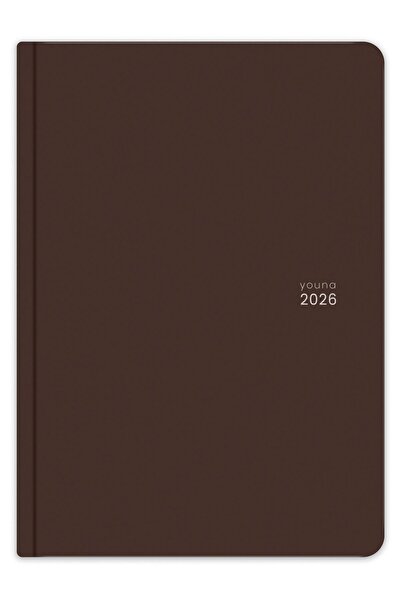 Matt Notebook Youna 2026 A5 Дневник 15x21 cm - 12 месеца - Вертикален дизайн – Кафяв