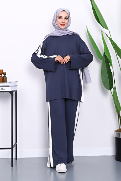 İmajButik Σετ καπνιστό αντίθεση χρωμάτων τουνίκ με παντελόνι