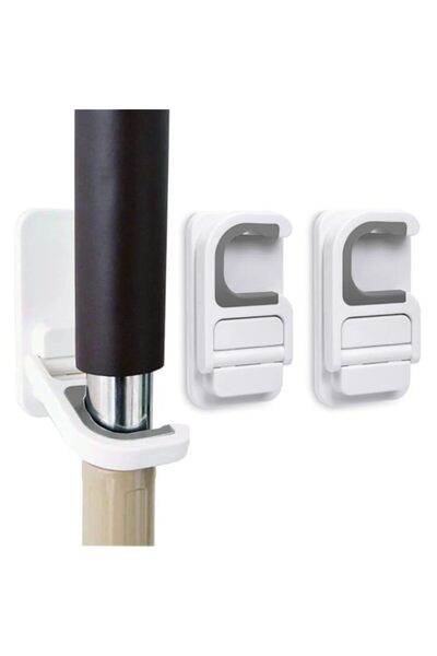 Generic Broom & Mop Holder, Wall Mount, 3 Pack, White, 5.8 cm (D) x 9 cm (W) ...