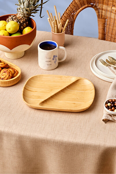 Karaca Bambu Nora 2-Compartment Oval Serving Bowl