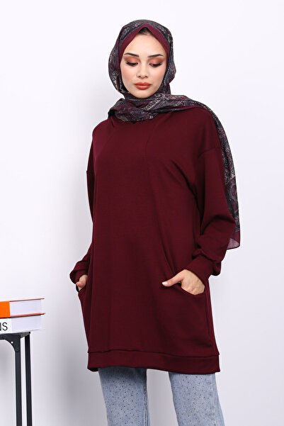 İmajButik Φούτερ με κουκούλα με διπλή τσέπη Plum