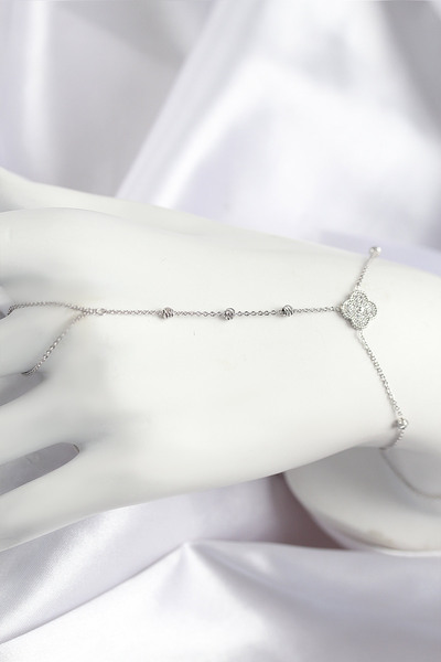 Skygo Brass Zircon Stone Clover Model Silver Color Shahmeran - Tj-Sn718