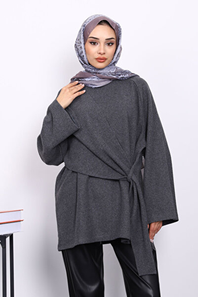 İmajButik Füme Yandan Şallı Fitilli Tunik