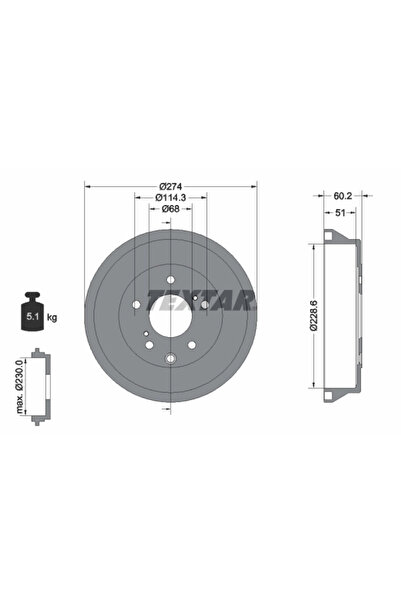 TEXTAR Tambur Frana Nissan Juke 2010-2019