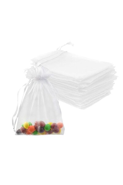 Generic 50Pcs Organza Bags 3x4 inch - White Sheer Pouches for Jewelry, Party Favors, Wedding, Christmas - D